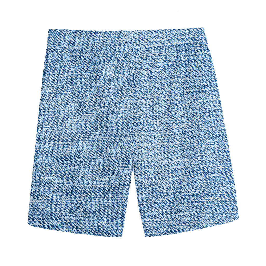 Classic Blue Denim Jeans Print Men's Sports Shorts
