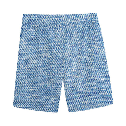 Classic Blue Denim Jeans Print Men's Sports Shorts