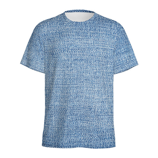 Classic Blue Denim Jeans Print Men's Sports T-Shirt