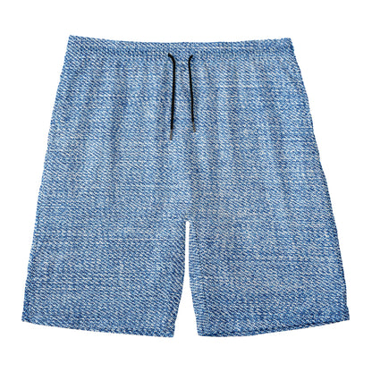 Classic Blue Denim Jeans Print Men's Swim Trunks