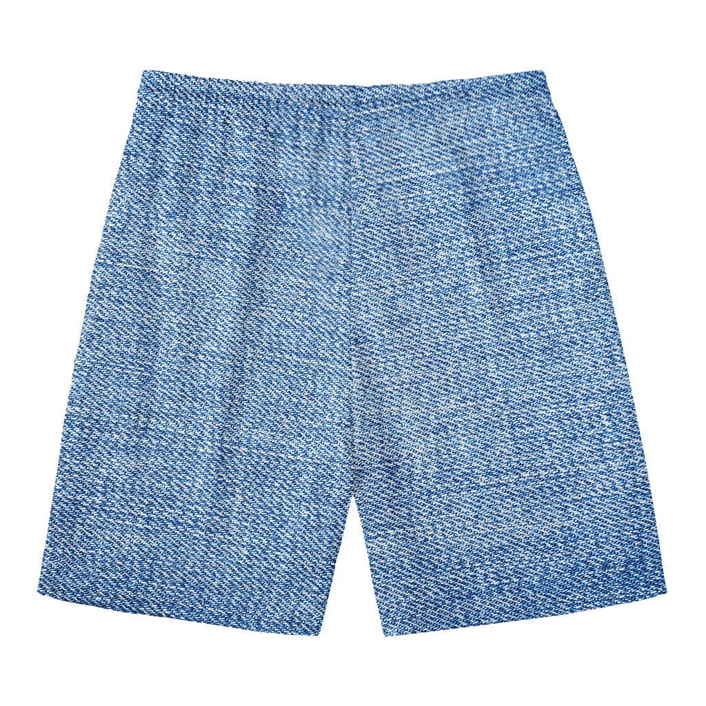 Classic Blue Denim Jeans Print Men's Swim Trunks