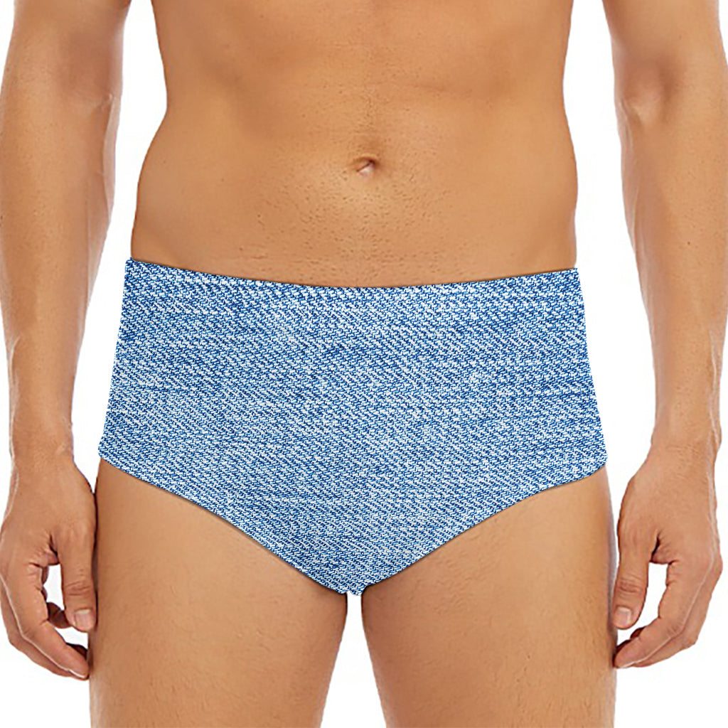 Classic Blue Denim Jeans Print Men's Triangle Swim Briefs