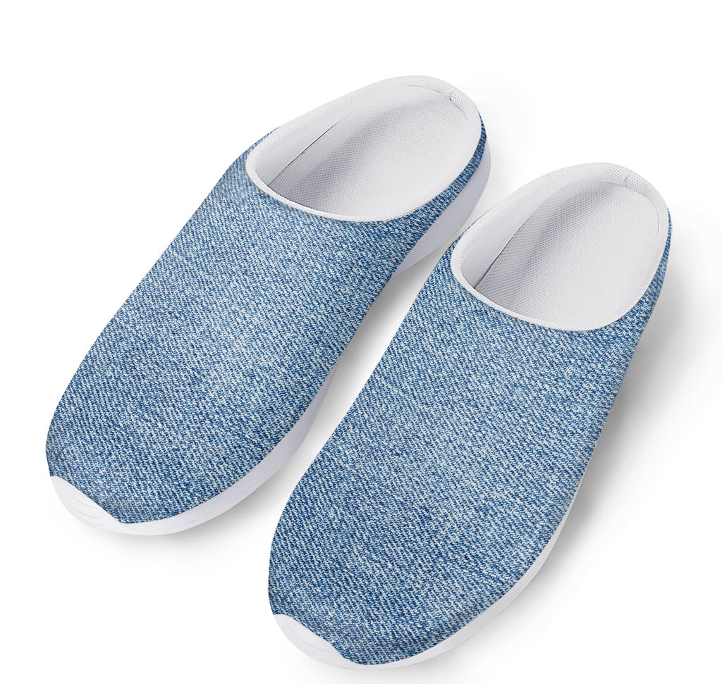 Classic Blue Denim Jeans Print Mesh Casual Shoes