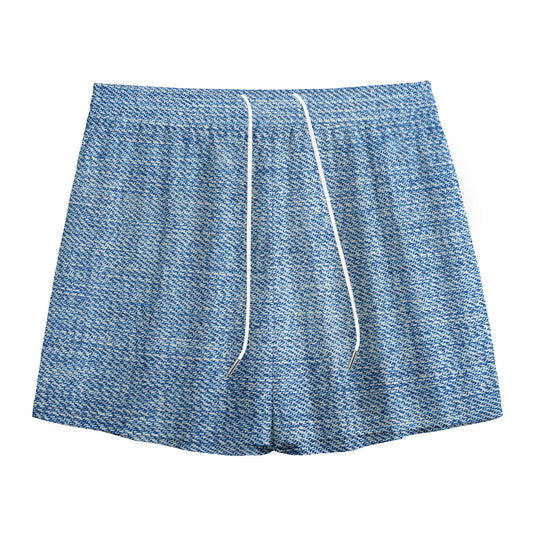 Classic Blue Denim Jeans Print Mesh Shorts