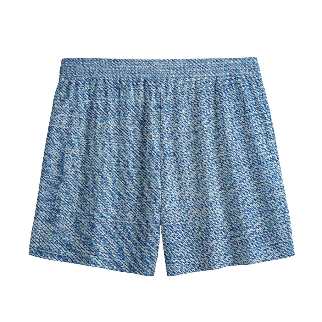 Classic Blue Denim Jeans Print Mesh Shorts