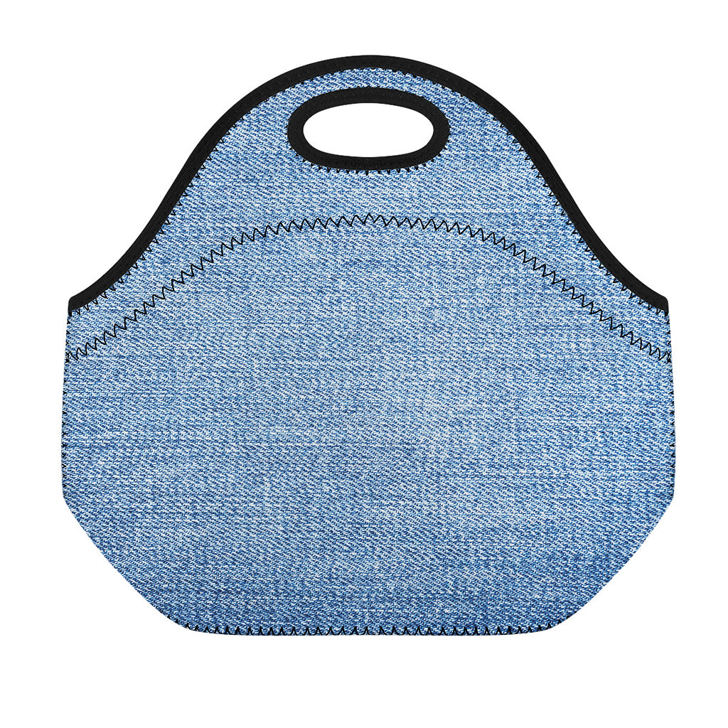 Classic Blue Denim Jeans Print Neoprene Lunch Bag