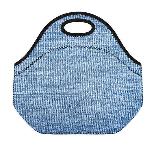 Classic Blue Denim Jeans Print Neoprene Lunch Bag