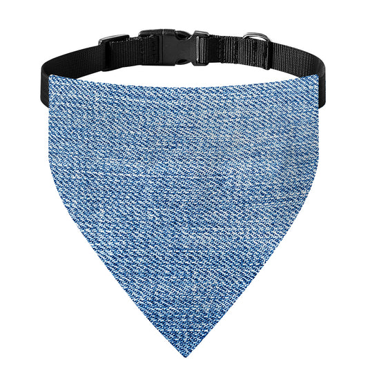 Classic Blue Denim Jeans Print Over The Collar Dog Bandana