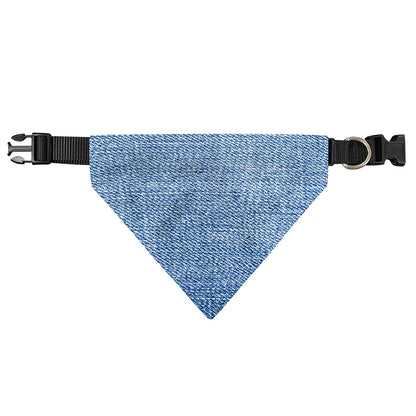 Classic Blue Denim Jeans Print Over The Collar Dog Bandana