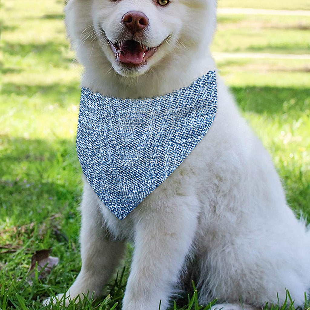 Classic Blue Denim Jeans Print Over The Collar Dog Bandana