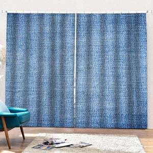 Classic Blue Denim Jeans Print Pencil Pleat Curtains