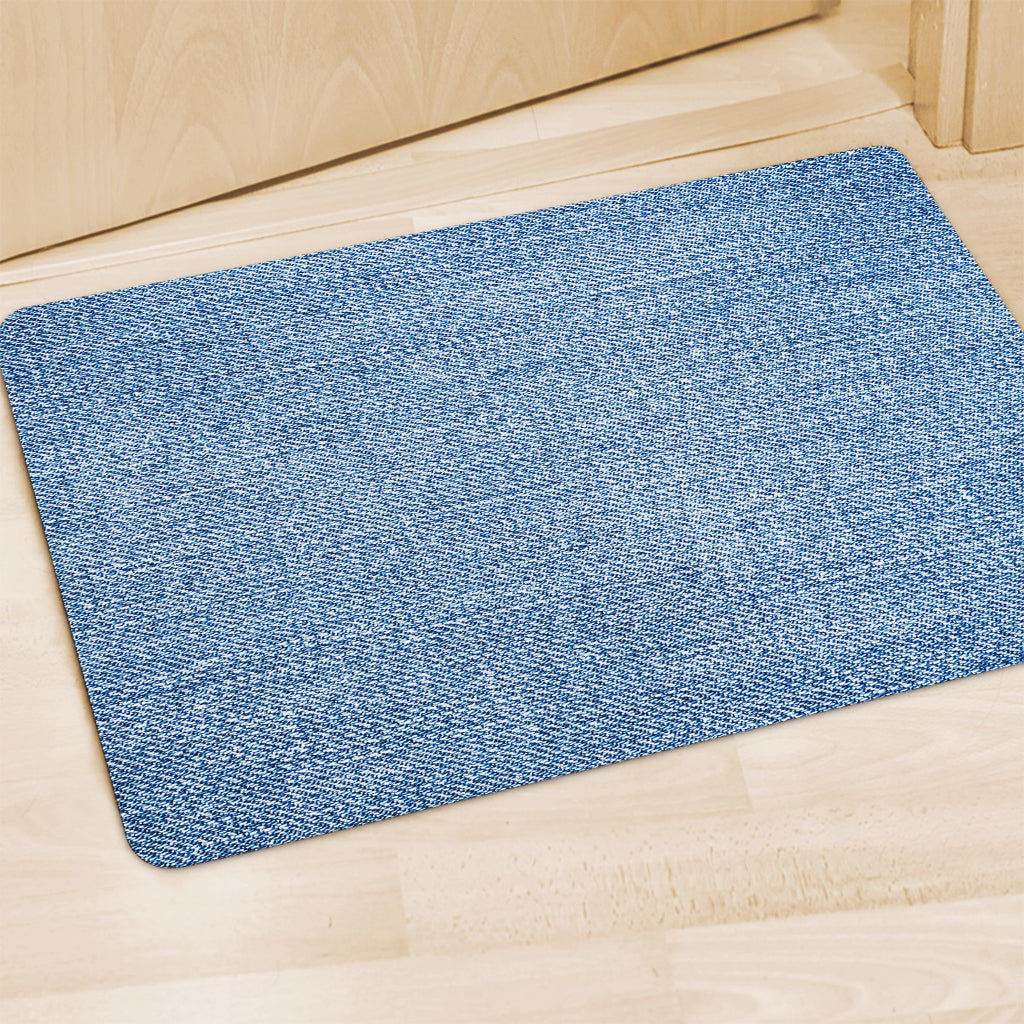 Classic Blue Denim Jeans Print Polyester Doormat
