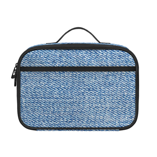 Classic Blue Denim Jeans Print Portable Lunch Bag