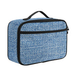 Classic Blue Denim Jeans Print Portable Lunch Bag