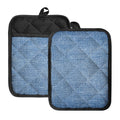 Classic Blue Denim Jeans Print Pot Holders With Pocket