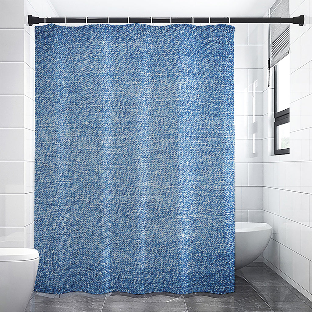 Classic Blue Denim Jeans Print Premium Shower Curtain