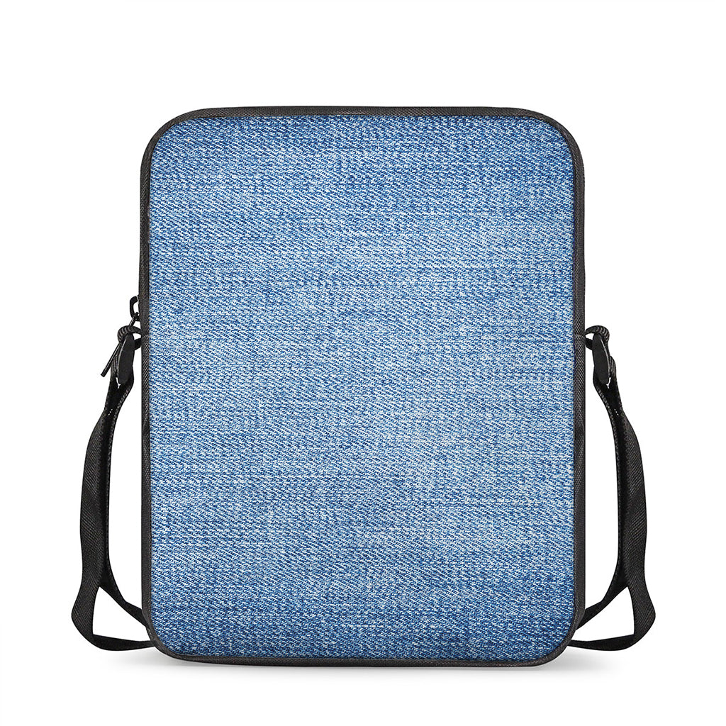 Classic Blue Denim Jeans Print Rectangular Crossbody Bag