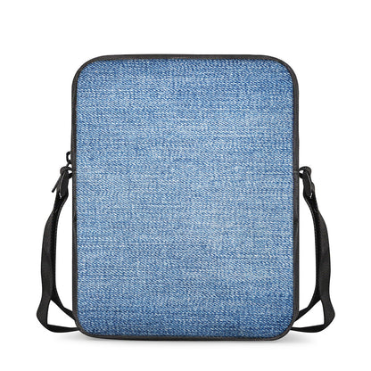 Classic Blue Denim Jeans Print Rectangular Crossbody Bag