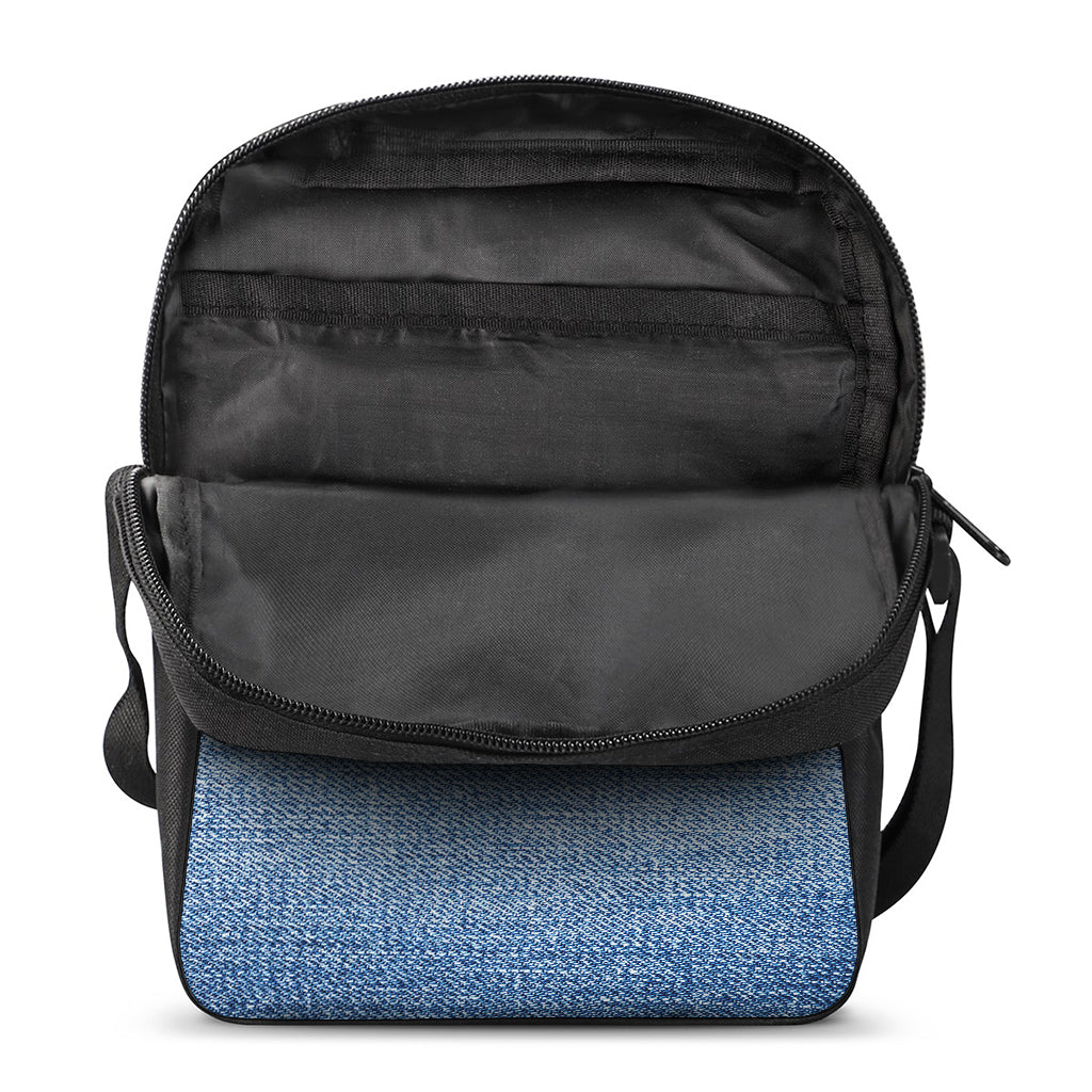 Classic Blue Denim Jeans Print Rectangular Crossbody Bag