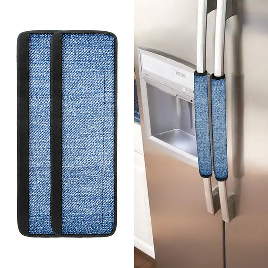 Classic Blue Denim Jeans Print Refrigerator Handle Covers