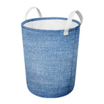 Classic Blue Denim Jeans Print Round Laundry Basket