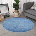 Classic Blue Denim Jeans Print Round Rug
