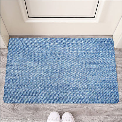 Classic Blue Denim Jeans Print Rubber Doormat