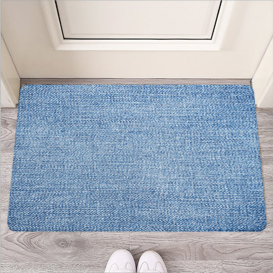 Classic Blue Denim Jeans Print Rubber Doormat