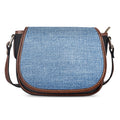 Classic Blue Denim Jeans Print Saddle Bag