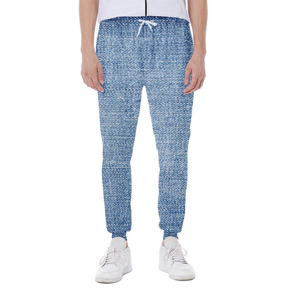 Classic Blue Denim Jeans Print Scuba Joggers