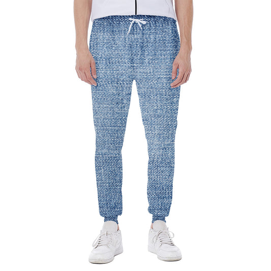 Classic Blue Denim Jeans Print Scuba Joggers