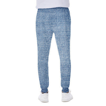 Classic Blue Denim Jeans Print Scuba Joggers
