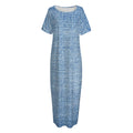 Classic Blue Denim Jeans Print Short Sleeve Long Nightdress