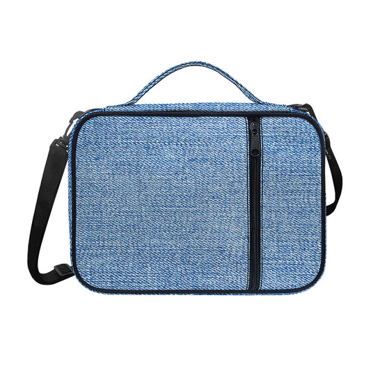 Classic Blue Denim Jeans Print Shoulder Strap Bible Bag