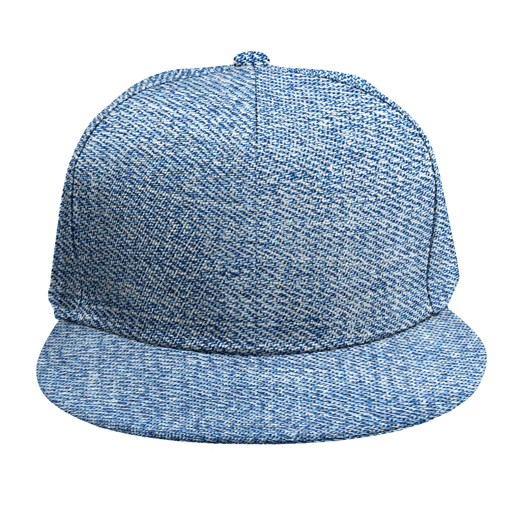 Classic Blue Denim Jeans Print Snapback Cap
