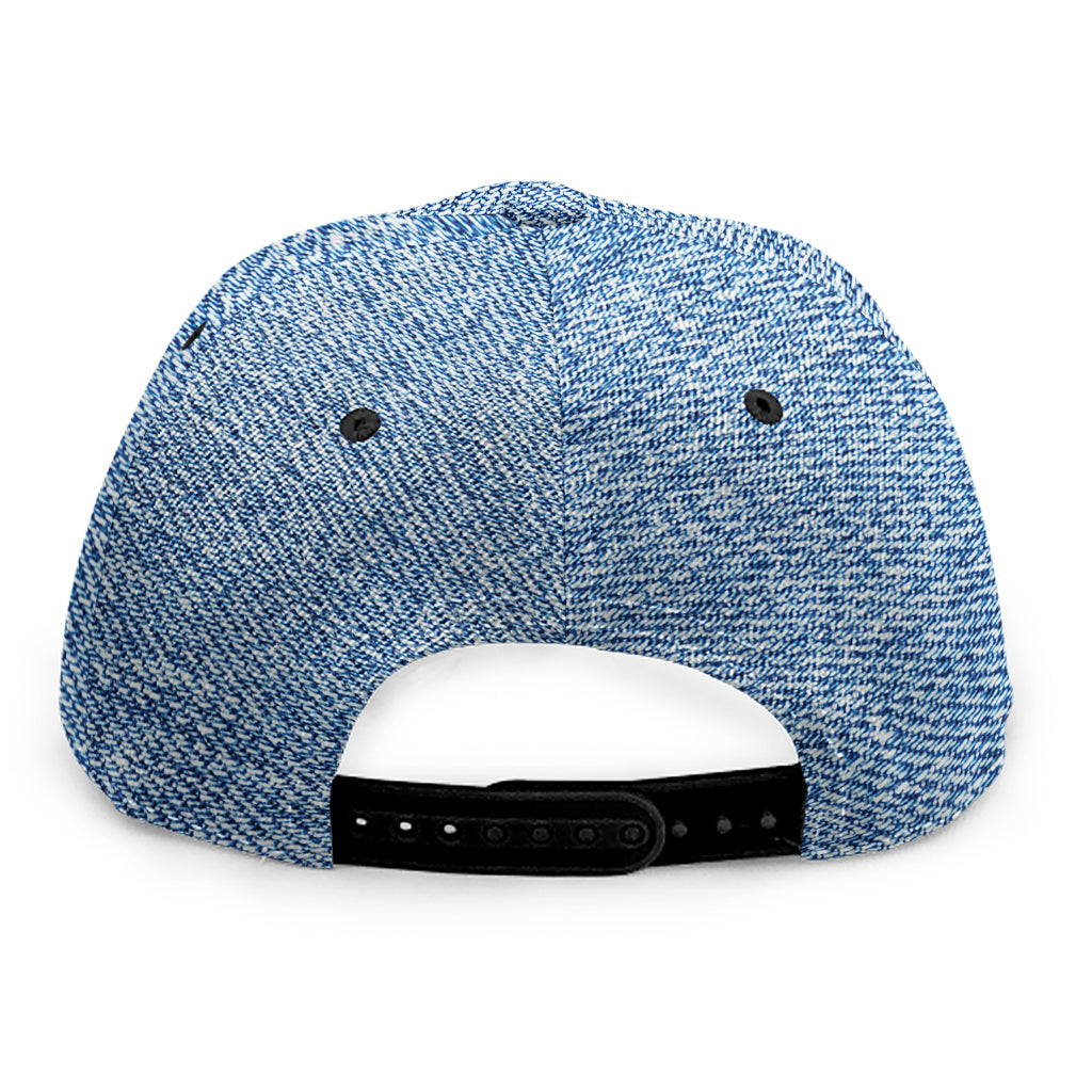Classic Blue Denim Jeans Print Snapback Cap