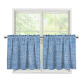 Classic Blue Denim Jeans Print Tier Curtains