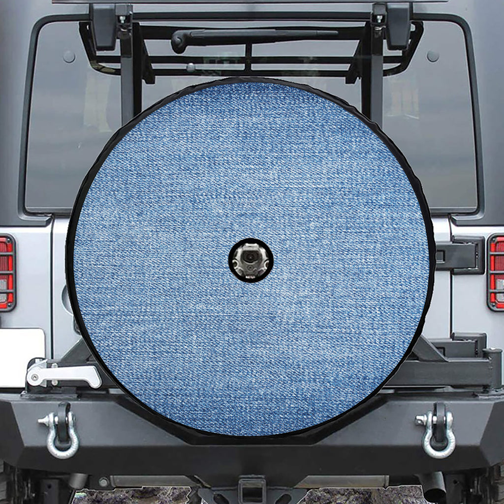Classic Blue Denim Jeans Print Tire Cover With Camera Hole