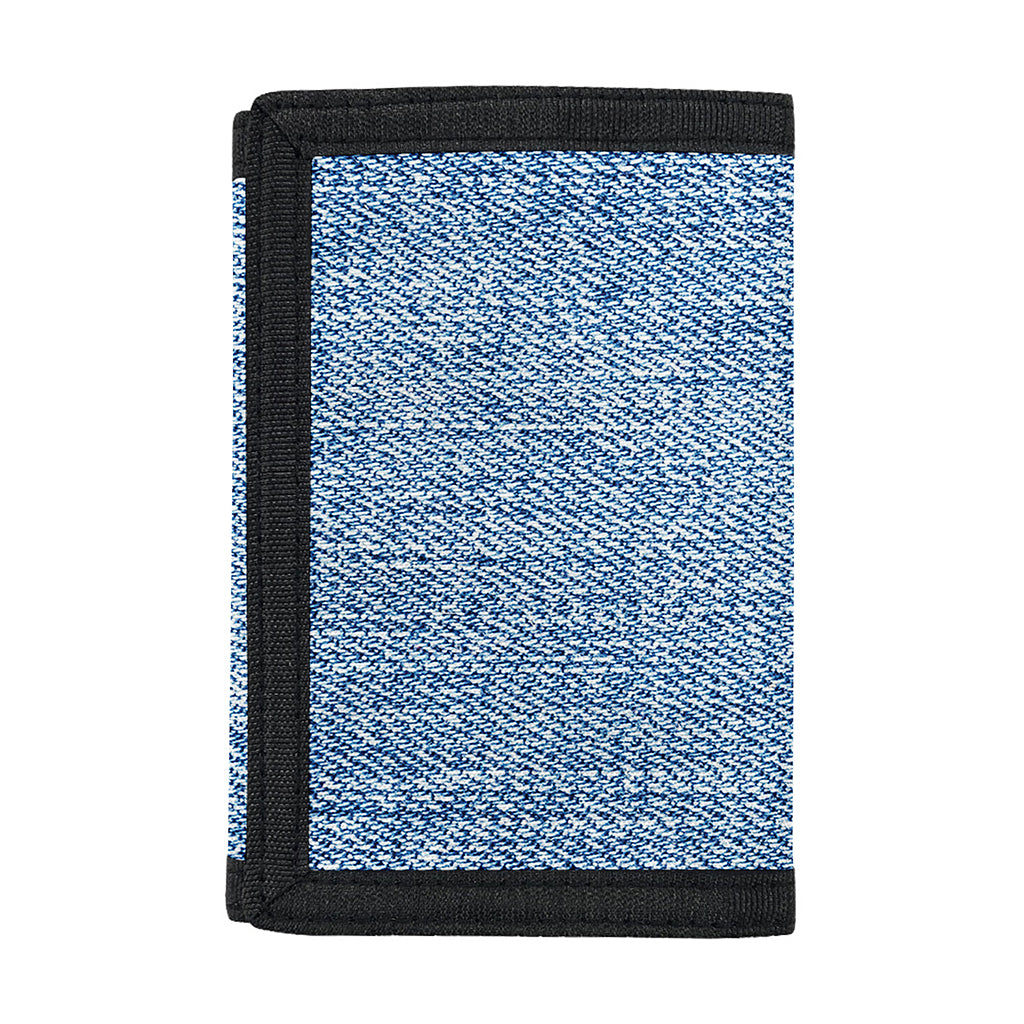 Classic Blue Denim Jeans Print Trifold Wallet