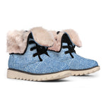 Classic Blue Denim Jeans Print Winter Boots