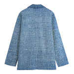 Classic Blue Denim Jeans Print Women's Cotton Blazer