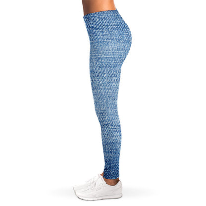 Classic Blue Denim Jeans Print Women's Leggings
