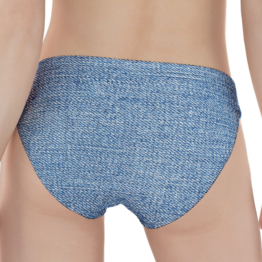 Classic Blue Denim Jeans Print Women's Panties