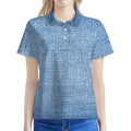 Classic Blue Denim Jeans Print Women's Polo Shirt