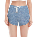 Classic Blue Denim Jeans Print Women's Split Running Shorts