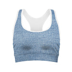 Classic Blue Denim Jeans Print Women's Sports Bra