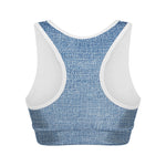 Classic Blue Denim Jeans Print Women's Sports Bra