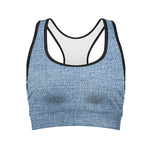 Classic Blue Denim Jeans Print Women's Sports Bra