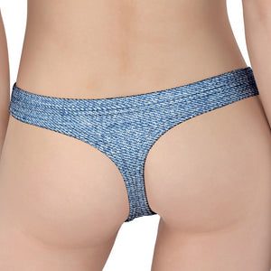 Classic Blue Denim Jeans Print Women's Thong