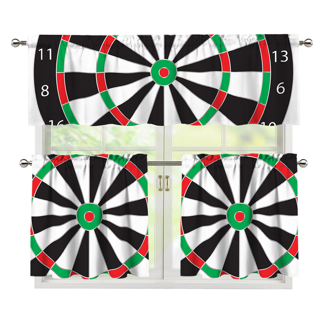Classic Dartboard Print 3 Piece Kitchen Curtains